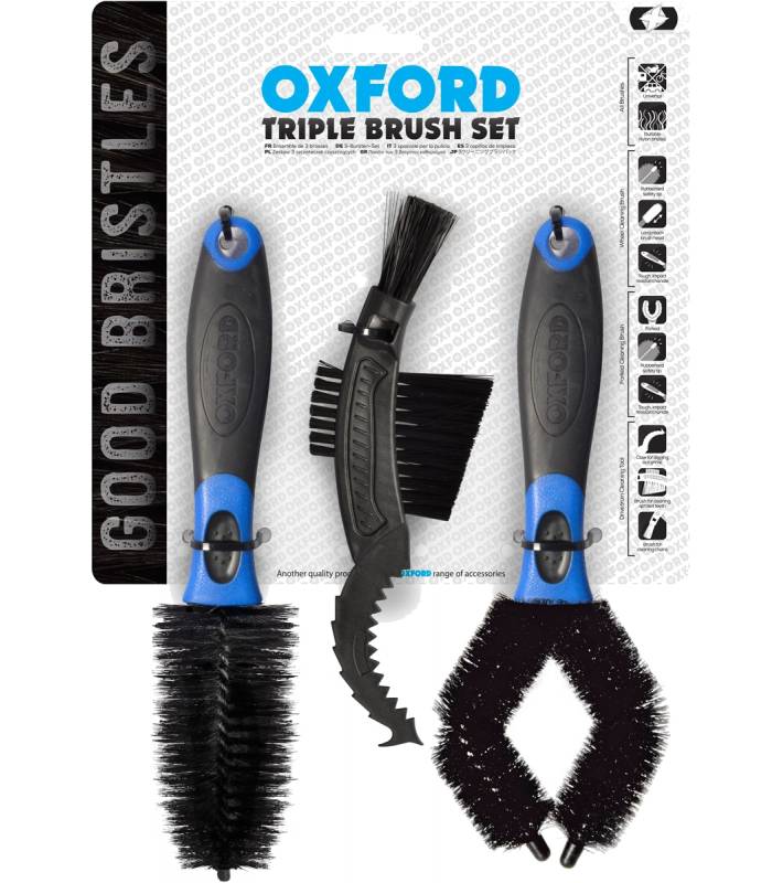 LevneMoto - Sada kartáčů pro čištění, OXFORD - Anglie (sada 3ks, štětiny z jemného nylonu)