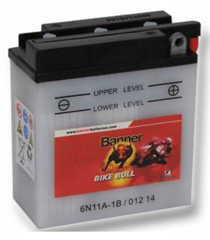 LevneMoto - Motobaterie 6V, 6N11A-1B, 11Ah,  BANNER BIKE BULL 122x62x132