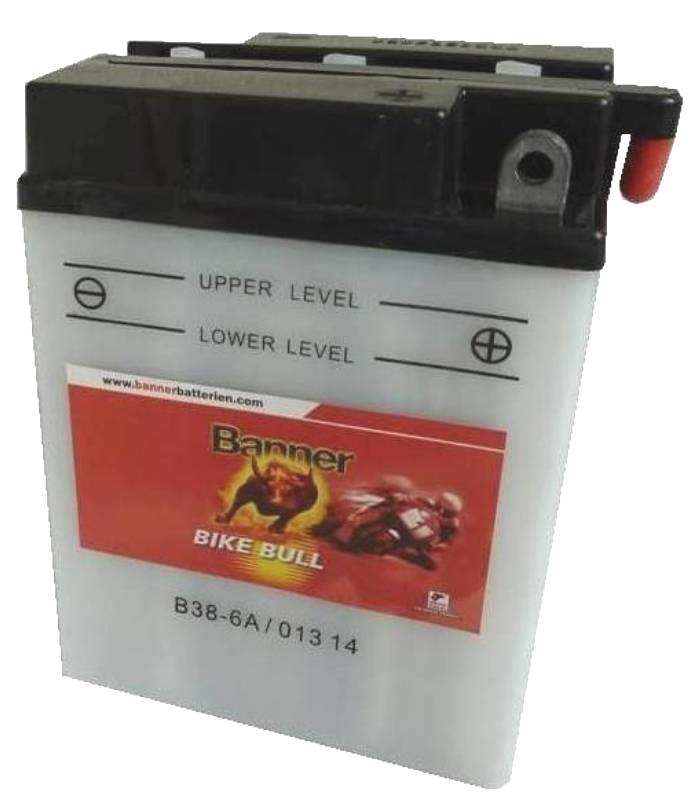 LevneMoto - Motobaterie 6V, B38-6A, 14Ah,  BANNER BIKE BULL 119x83x161