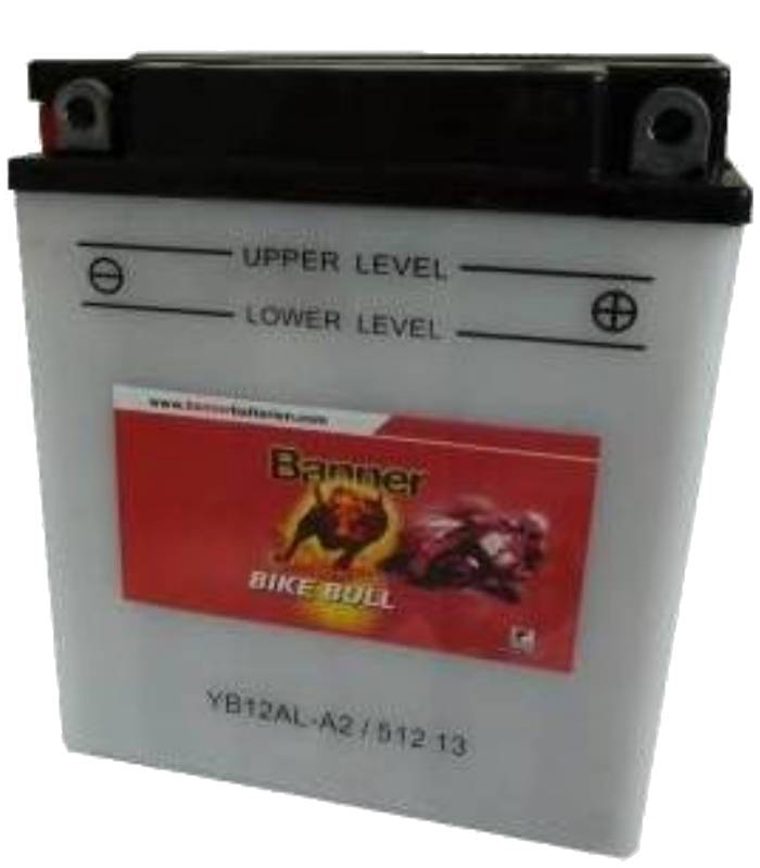 LevneMoto - Motobaterie 12V, YB12AL-A2, 12Ah, 160A, BANNER BIKE BULL 134x80x160