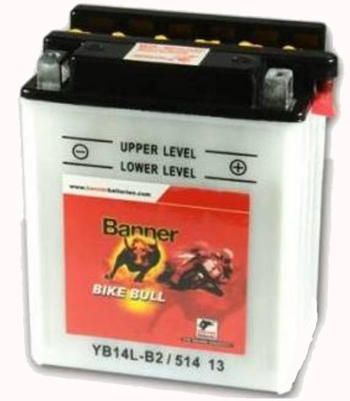 LevneMoto - Motobaterie 12V, YB14L-B2, 14Ah, 190A, BANNER BIKE BULL 134x89x166