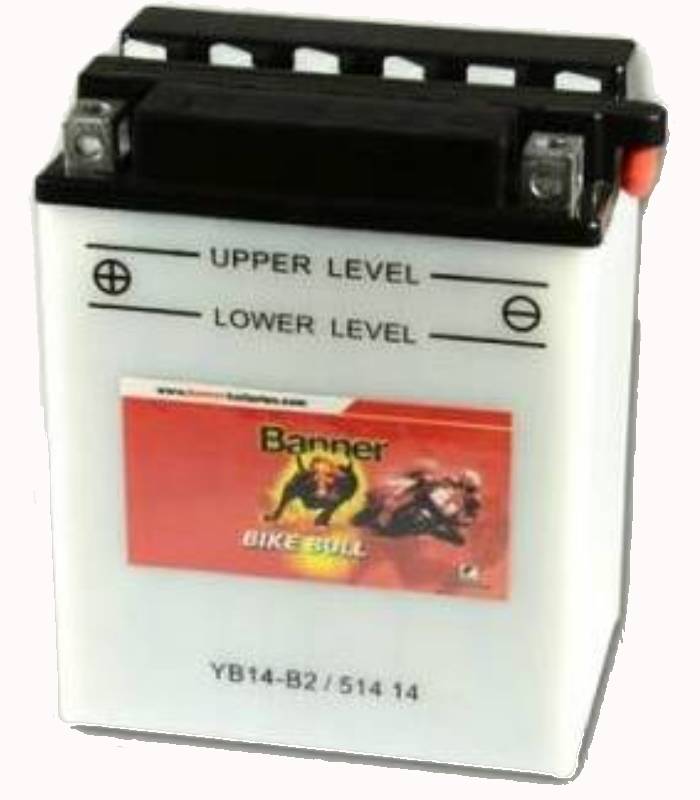 LevneMoto - Motobaterie 12V, YB14-B2, 14Ah, 190A, BANNER BIKE BULL 134x89x166