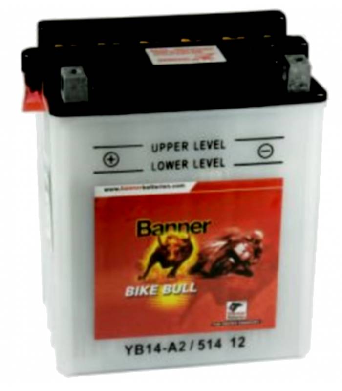 LevneMoto - Motobaterie 12V, YB14-A2, 14Ah,  BANNER BIKE BULL 134x89x166