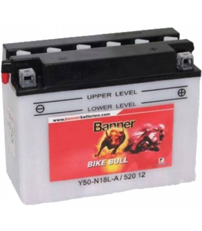 LevneMoto - Motobaterie 12V, Y50-N18L-A, 20Ah, 260A, BANNER BIKE BULL 205x90x162