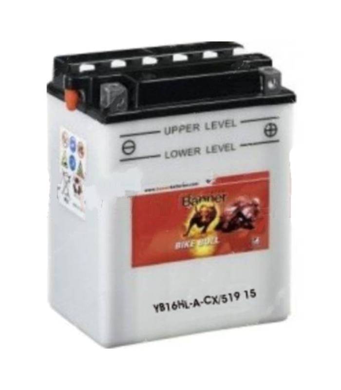LevneMoto - Motobaterie 12V, YB16HL-A-CX, 19Ah,  BANNER BIKE BULL 175x100x155