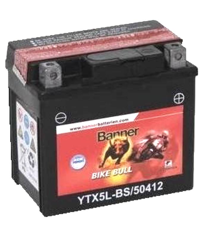 LevneMoto - Motobaterie 12V, YTX5L-BS, 4Ah, 60A, BANNER BIKE BULL AGM 114x71x106