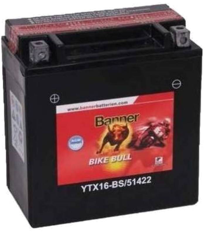 LevneMoto - Motobaterie 12V, YTX16-BS, 14Ah, 220A, BANNER BIKE BULL AGM 150x87x161