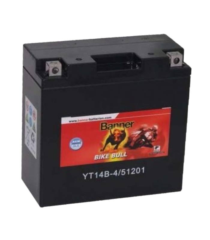 LevneMoto - Motobaterie 12V, YT14B-4, 12Ah, 135A, BANNER BIKE BULL  AGM+SLA 150x70x145