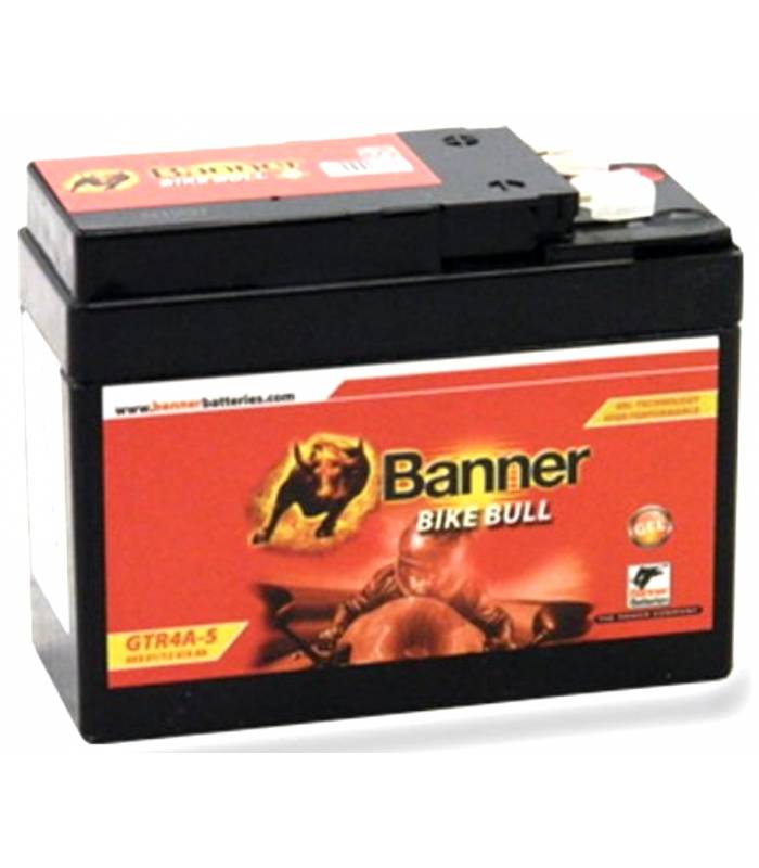LevneMoto - Motobaterie gelová 12V, GTR4A-5, 3Ah, 53A, BANNER BIKE BULL  GEL 113x48x85