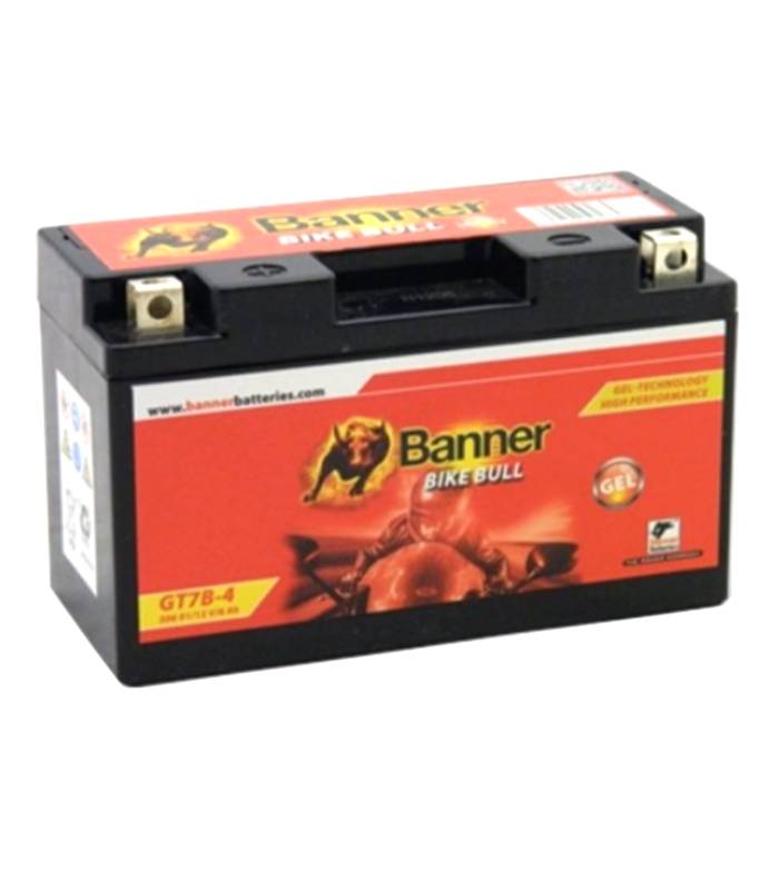 LevneMoto - Motobaterie gelová 12V, GT7B-4, 6Ah, 90A, BANNER BIKE BULL  GEL 150x65x92