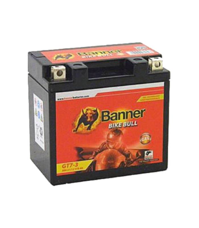 LevneMoto - Motobaterie gelová 12V, GT7-3, 6Ah, 98A, BANNER BIKE BULL  GEL 114x71x106