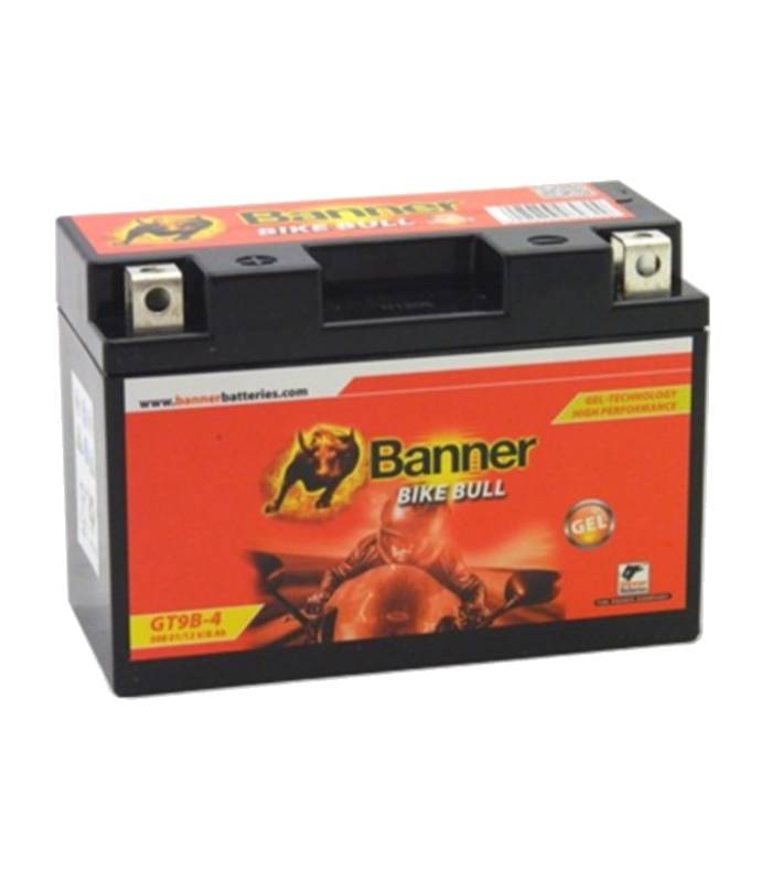 LevneMoto - Motobaterie gelová 12V, GT9B-4, 8Ah, 112A, BANNER BIKE BULL  GEL 150x69x105