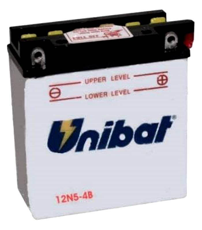 LevneMoto - Motobaterie 12V, 12N5-4B, 5Ah, 39A, konvenční 120x60x130, UNIBAT - Itálie (vč. b