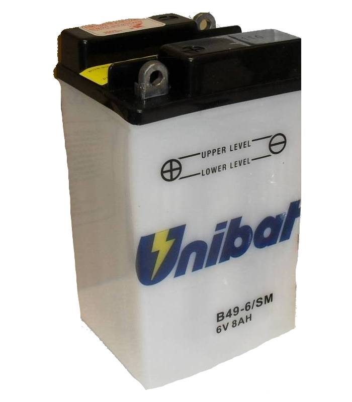 LevneMoto - Motobaterie 6V, B49-6, 8Ah, konvenční 91x83x161, UNIBAT - Itálie (vč. balení ele
