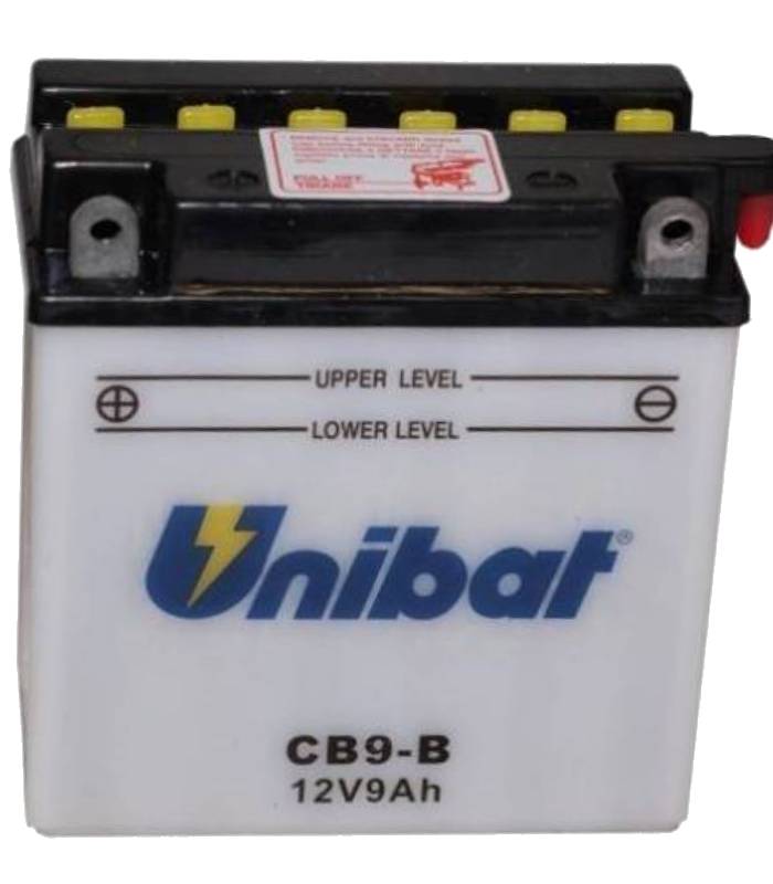 LevneMoto - Motobaterie 12V, CB9-B, 9Ah, 130A, konvenční 135x75x139, UNIBAT - Itálie (vč. ba