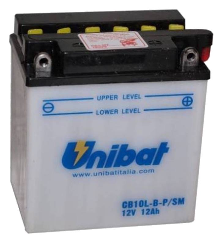 LevneMoto - Motobaterie 12V, CB10L-B-P, 11Ah, 160A, konvenční 135x90x145, UNIBAT - Itálie (v