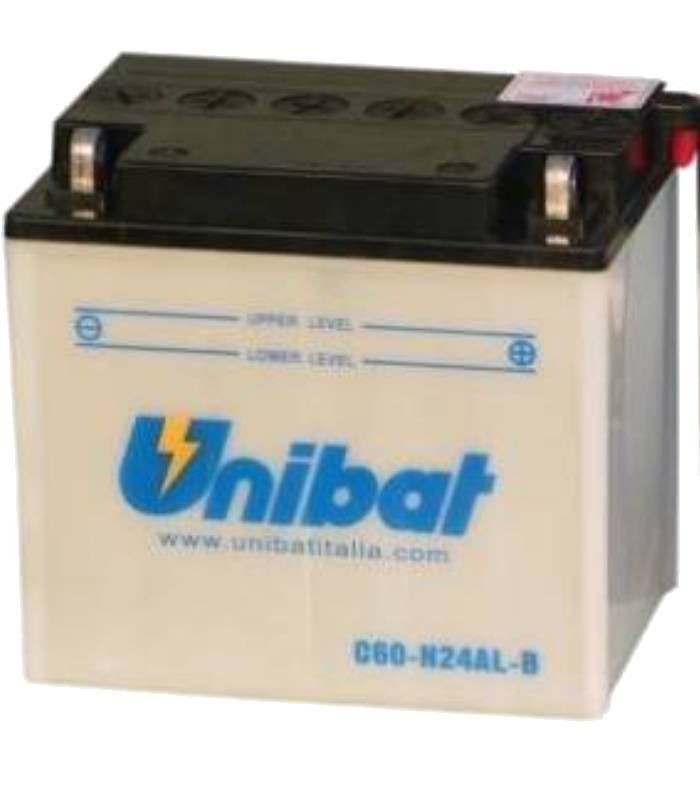 LevneMoto - Motobaterie 12V, C60-N24AL-B, 28Ah, 300A, konvenční 184x124x170, UNIBAT - Itálie