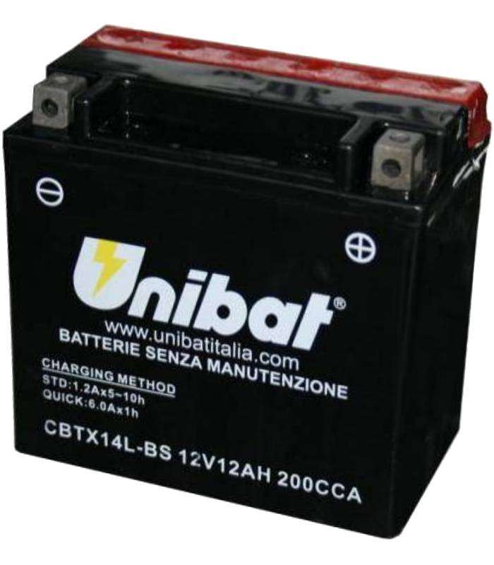 LevneMoto - Motobaterie 12V, CBTX14L-BS, 12Ah, 200A, bezúdržbová MF AGM 150x87x145, UNIBAT -