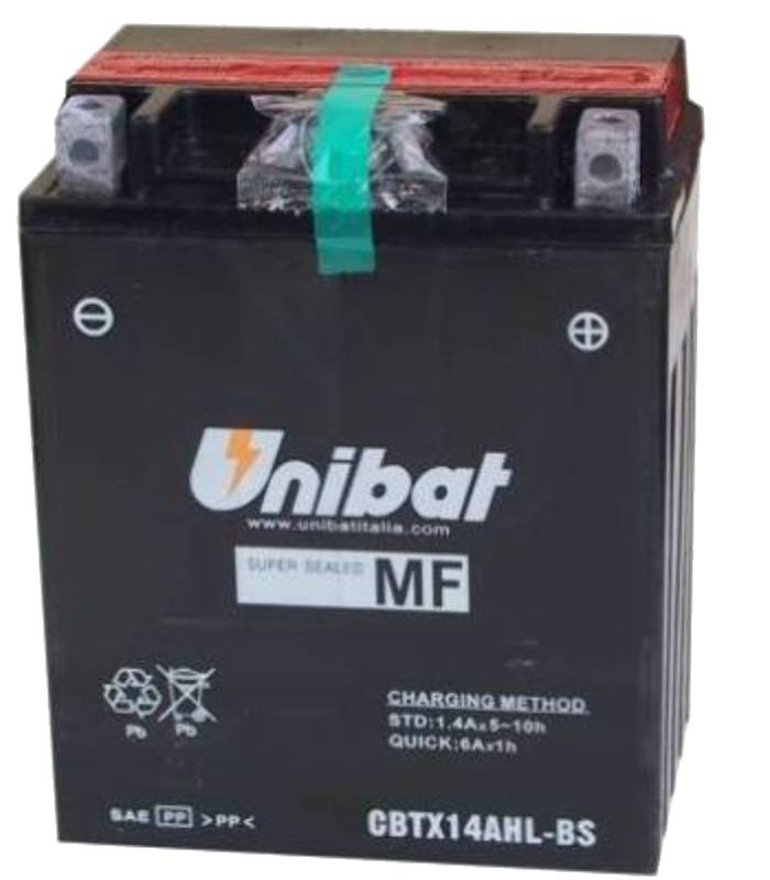 LevneMoto - Motobaterie 12V, CBTX14AHL-BS, 12Ah, 210A, bezúdržbová MF AGM 134x89x166, UNIBAT