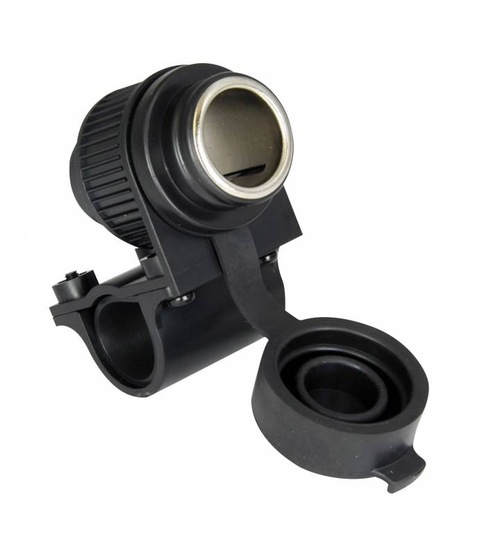 LevneMoto - Zásuvka 12V standard s objímkou pro uchycení k řidítků a trubkám o průměru 22 a 