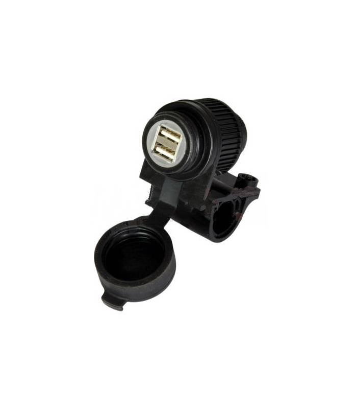 LevneMoto - USB zásuvka 5V/2A, 2 vstupy s objímkou pro uchycení k řidítků a trubkám o průměr