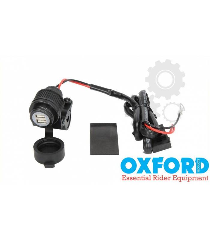 LevneMoto - USB zásuvka 5V/2A, 2 vstupy s objímkou pro uchycení k řidítků a trubkám o průměr