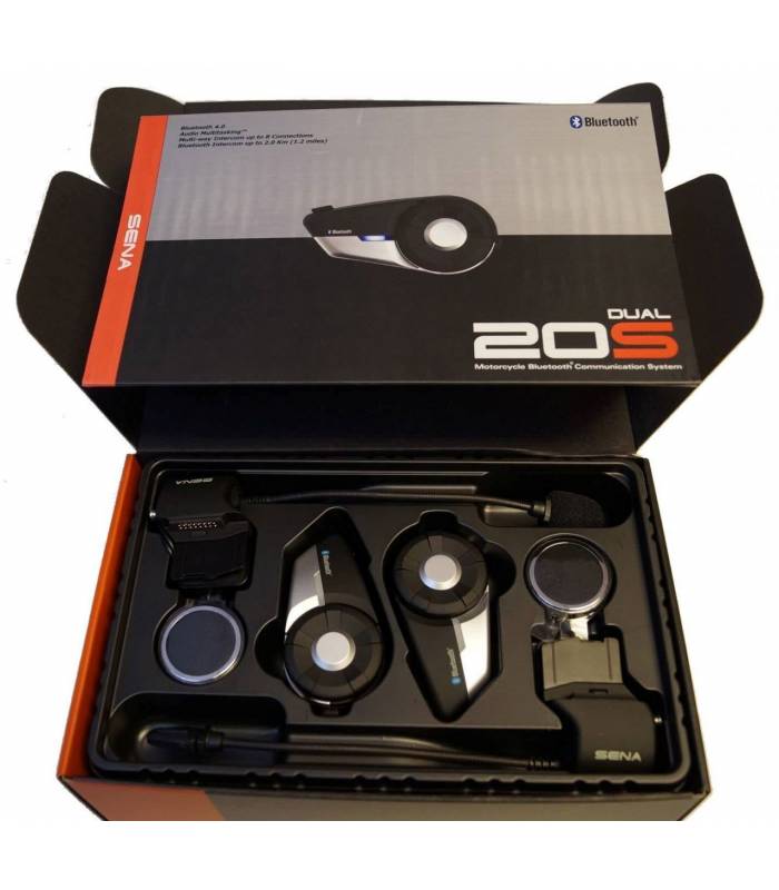 LevneMoto - Bluetooth handsfree headset 20S (dosah 2 km), SENA (sada 2 jednotek)