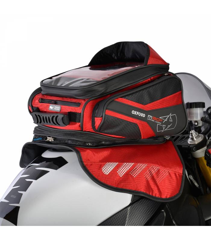 LevneMoto - Tankbag na motocykl M30R, OXFORD - Anglie (červený, s magnetickou základnou, obj