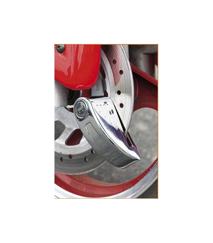 LevneMoto - Zámek kotoučové brzdy, TOKOZ - ČR (integrovaný alarm, chromový)