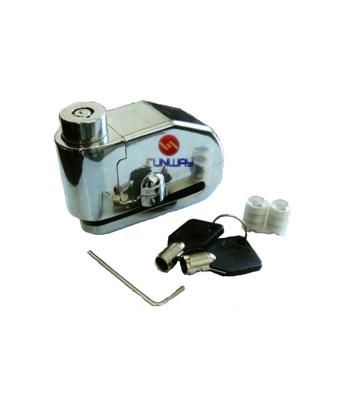 LevneMoto - Moto zámek s alarmem Sunway Silver