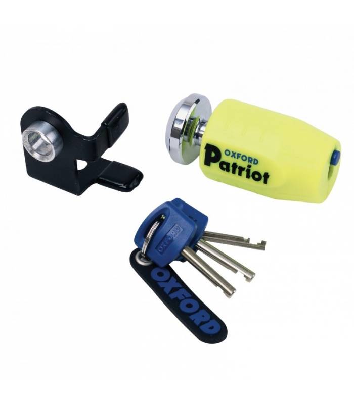 LevneMoto - Zámek kotoučové brzdy Patriot, OXFORD - Anglie (průměr čepu 14mm, žlutý)