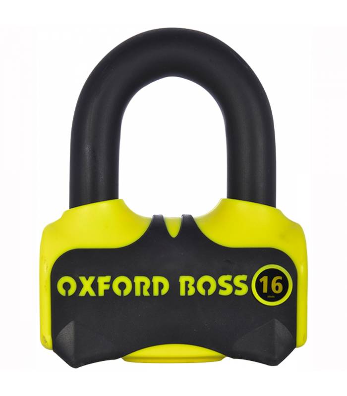 LevneMoto - Zámek kotoučové brzdy Boss 16, OXFORD - Anglie (žlutý/černý, průměr čepu 16mm)