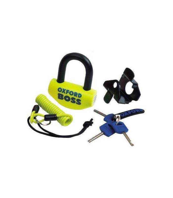 LevneMoto - Zámek kotoučové brzdy Boss Alarm, OXFORD - Anglie (integrovaný alarm, průměr čep
