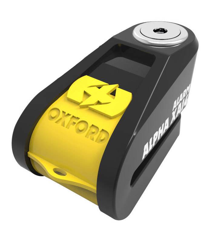 LevneMoto - Zámek kotoučové brzdy Alpha Alarm XA14, OXFORD - Anglie (integrovaný alarm, žlut