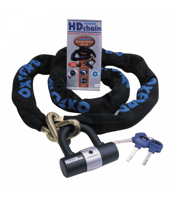 LevneMoto - řetězový zámek na motocykl Heavy Duty, OXFORD - Anglie (délka 2m)