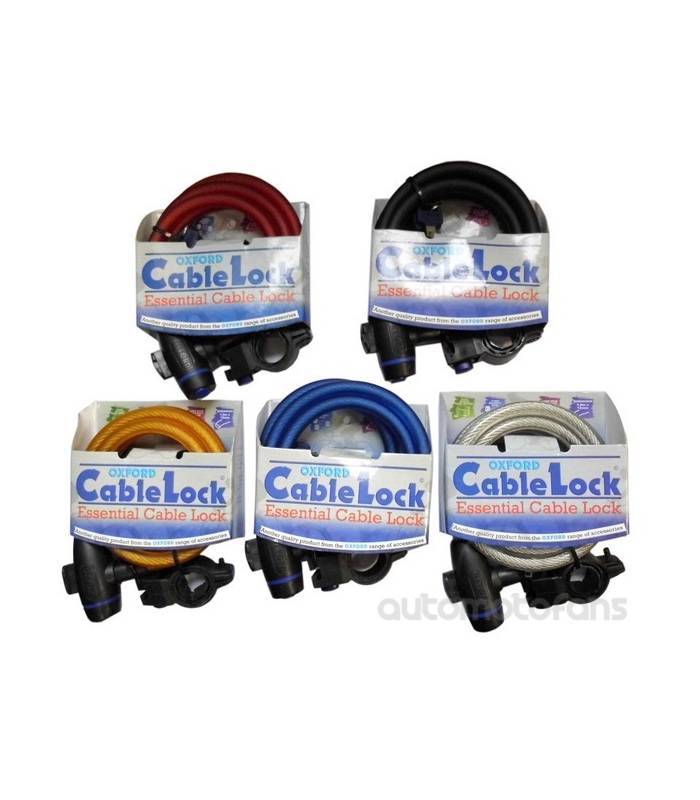 LevneMoto - Zámek na motocykl Cable Lock, OXFORD - Anglie (červený, délka 1,8m)