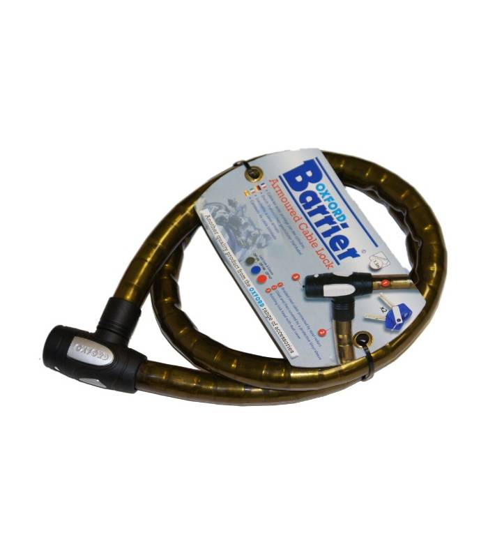 LevneMoto - Zámek na motocykl Barrier, OXFORD - Anglie (kouřový, vyztužený, délka 1,5m)