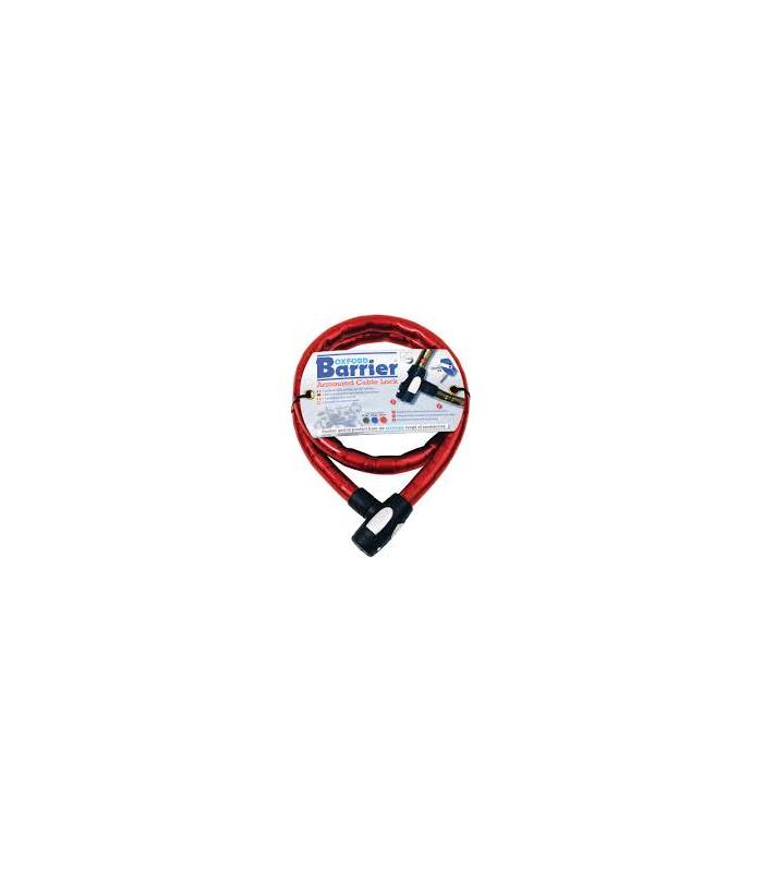 LevneMoto - Zámek na motocykl Barrier, OXFORD - Anglie (červený, vyztužený, délka 1,5m)