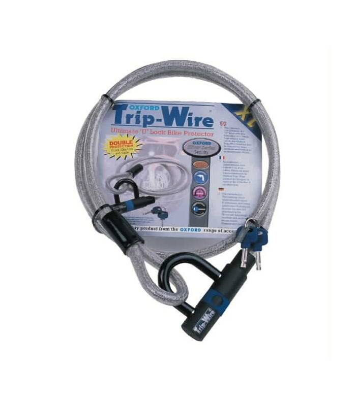 LevneMoto - Zámek na motocykl Trip Wire, OXFORD - Anglie (stříbrný, délka 1,6m)