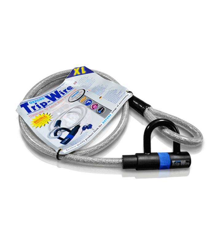 LevneMoto - Zámek na motocykl Trip Wire, OXFORD - Anglie (stříbrný, délka 1,6m)