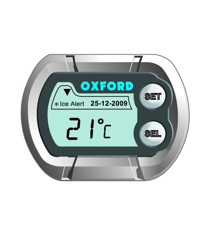 LevneMoto - Hodiny a teploměr na motocykl voděodolné, OXFORD - Anglie (stříbrná)