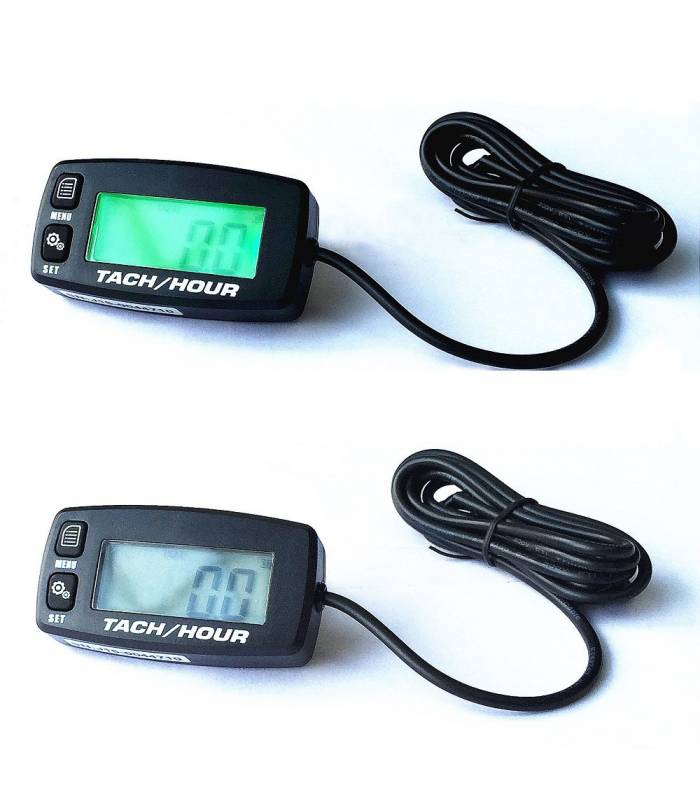LevneMoto - Multifunkční měřič otáček motoru a motohodin, QTECH (černý, podsvícený displej)
