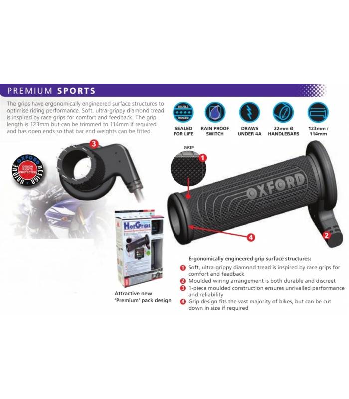 LevneMoto - Gripy vyhřívané Hotgrips Premium Sports, OXFORD - Anglie