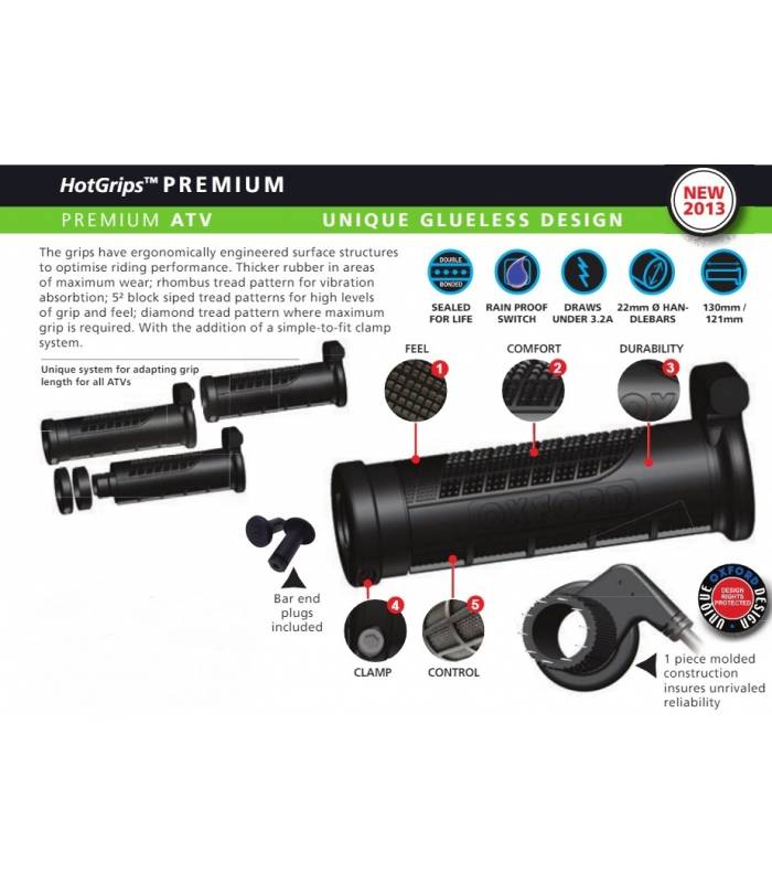 LevneMoto - Gripy vyhřívané Hotgrips Premium ATV, OXFORD - Anglie (upravitelná délka gripu 1