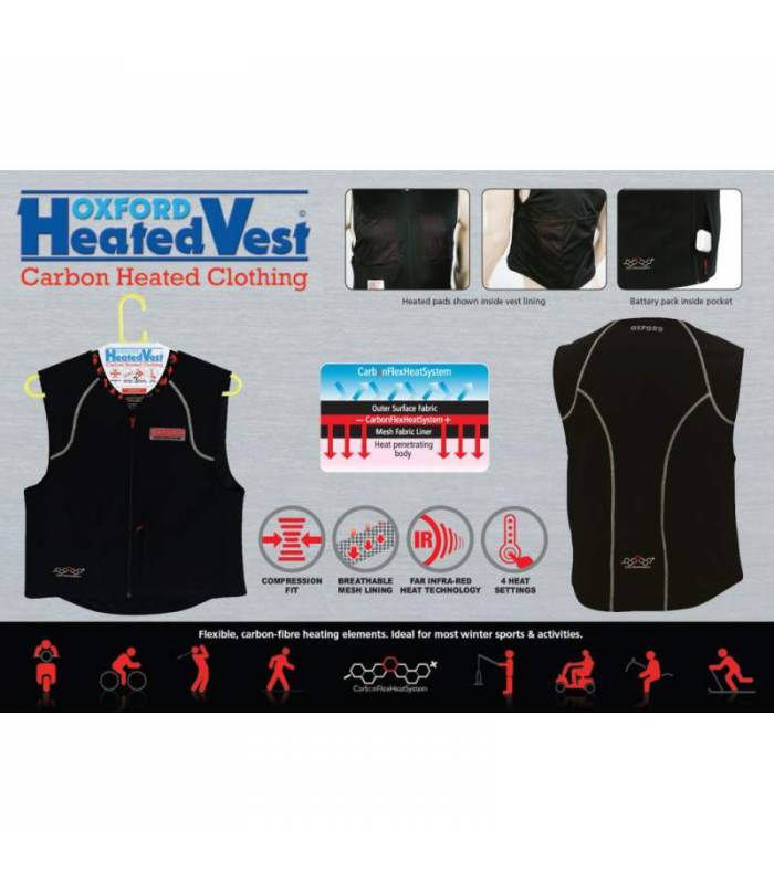 LevneMoto - Vyhřívaná vesta Hot Vest s připojením do zásuvky 12 V, OXFORD - Anglie (černá)