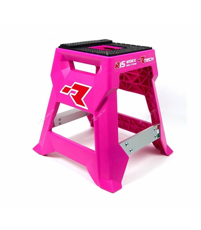 LevneMoto - Stojan MX R15 (technopolymer / hliník), RTECH - Itálie (neon růžová/černá)