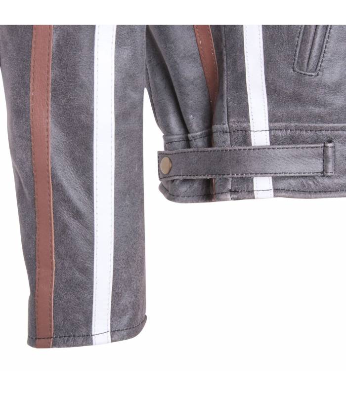 LevneMoto - Kožená moto bunda BOS 2058 Vintage grey