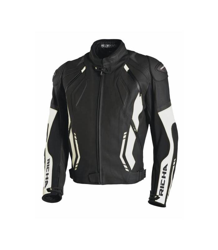 LevneMoto - Kožená moto bunda Richa MUGELLO-černo bílá