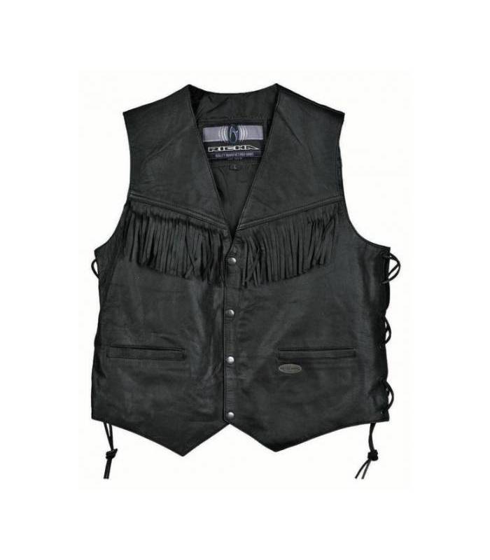 LevneMoto - Kožená vesta RICHA GILET s třásněmi-černá
