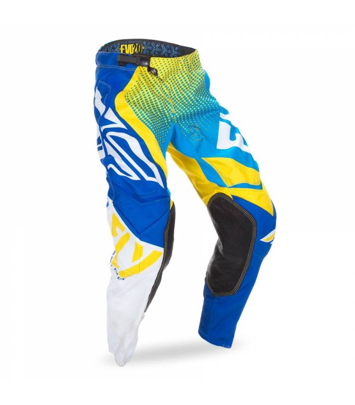 LevneMoto - Kalhoty EVO, FLY RACING - USA (modrá/žlutá/bílá)